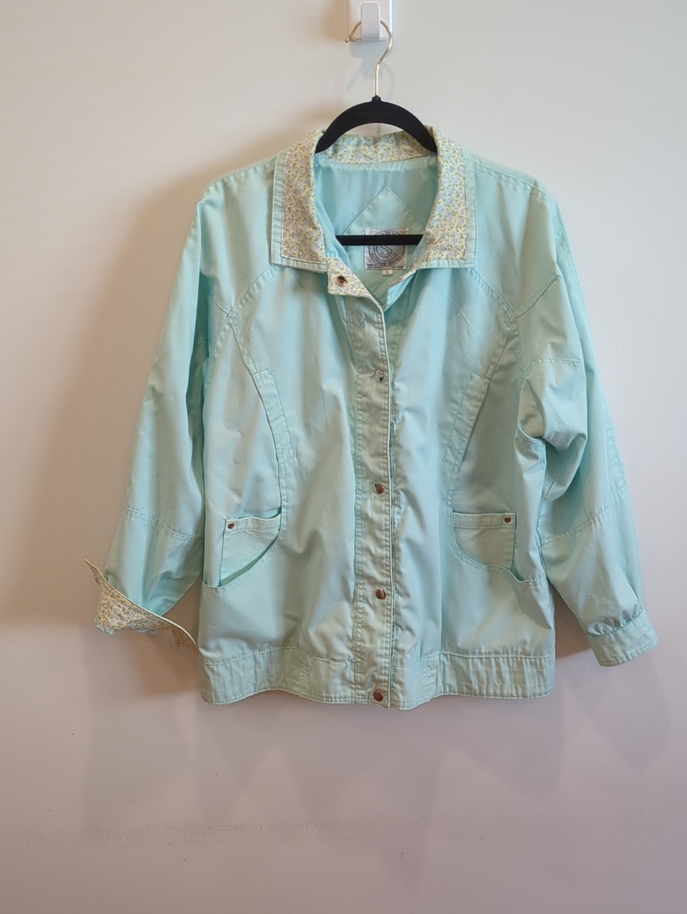 Cottage Coastal Boho Vintage Y2K Utility Mint Green Butter Yellow Floral Jacket